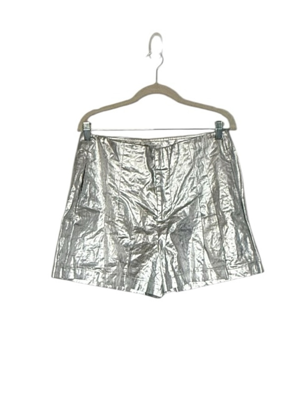 NWT Lanhtropy Frida Silver Metallic Linen Shorts Large - Picture 6 of 9